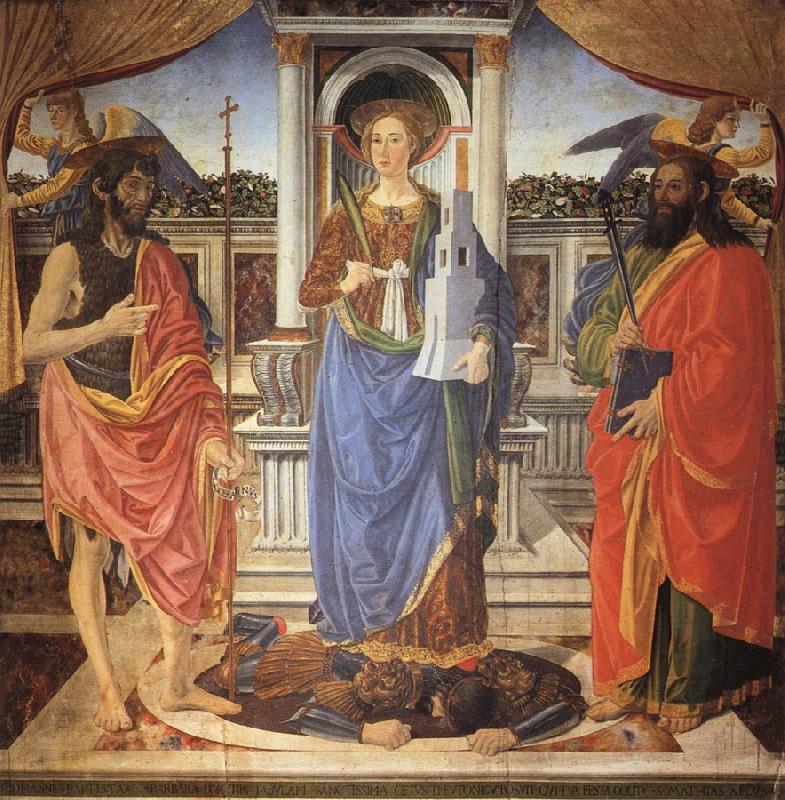 Cosimo Rosselli St.Barbara between SS.John the Baptist and Matthew oil painting image